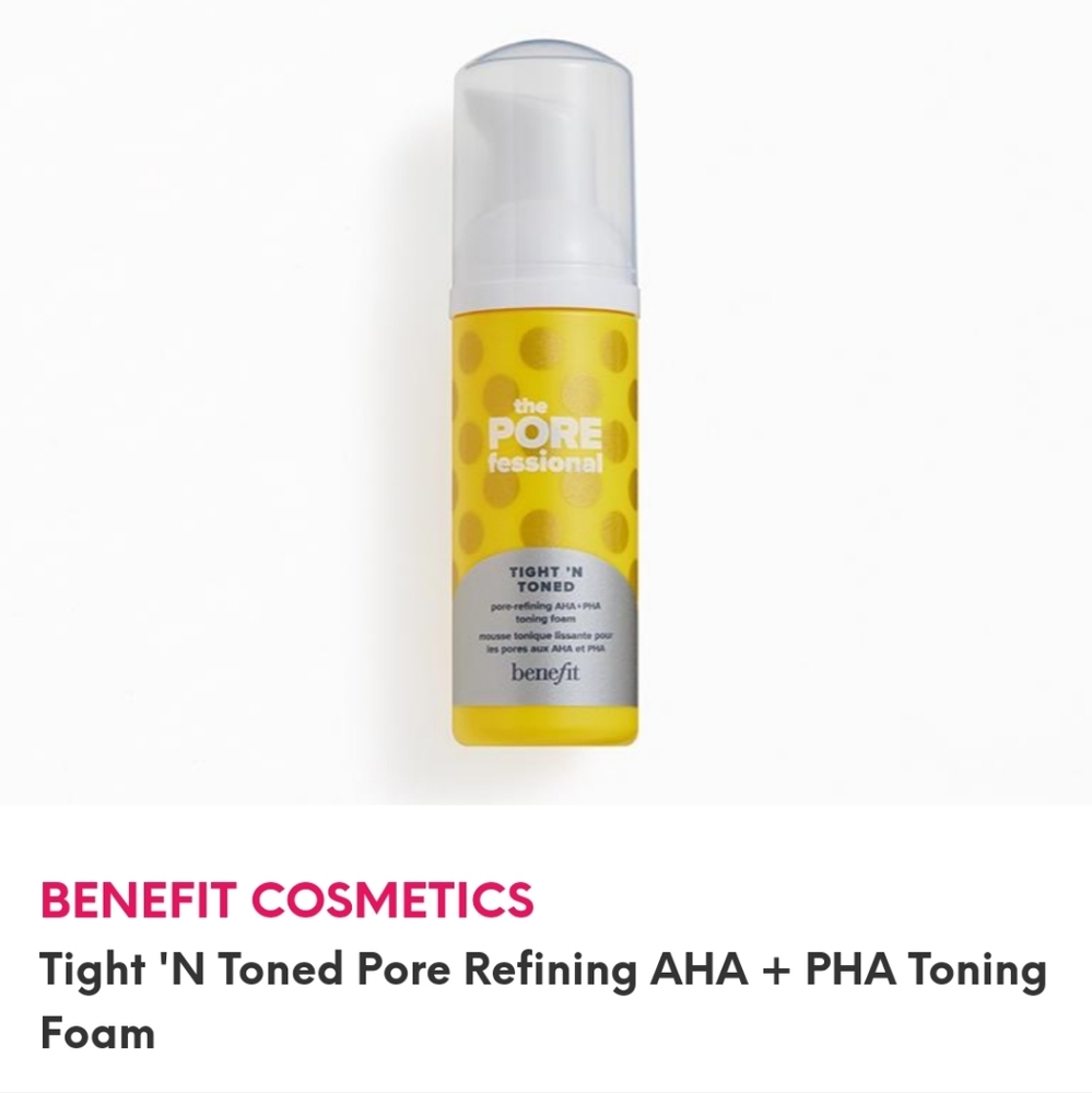 BENEFIT COSMETICS Tight 'N Toned Pore Refining AHA + PHA Toning Foam Brand New